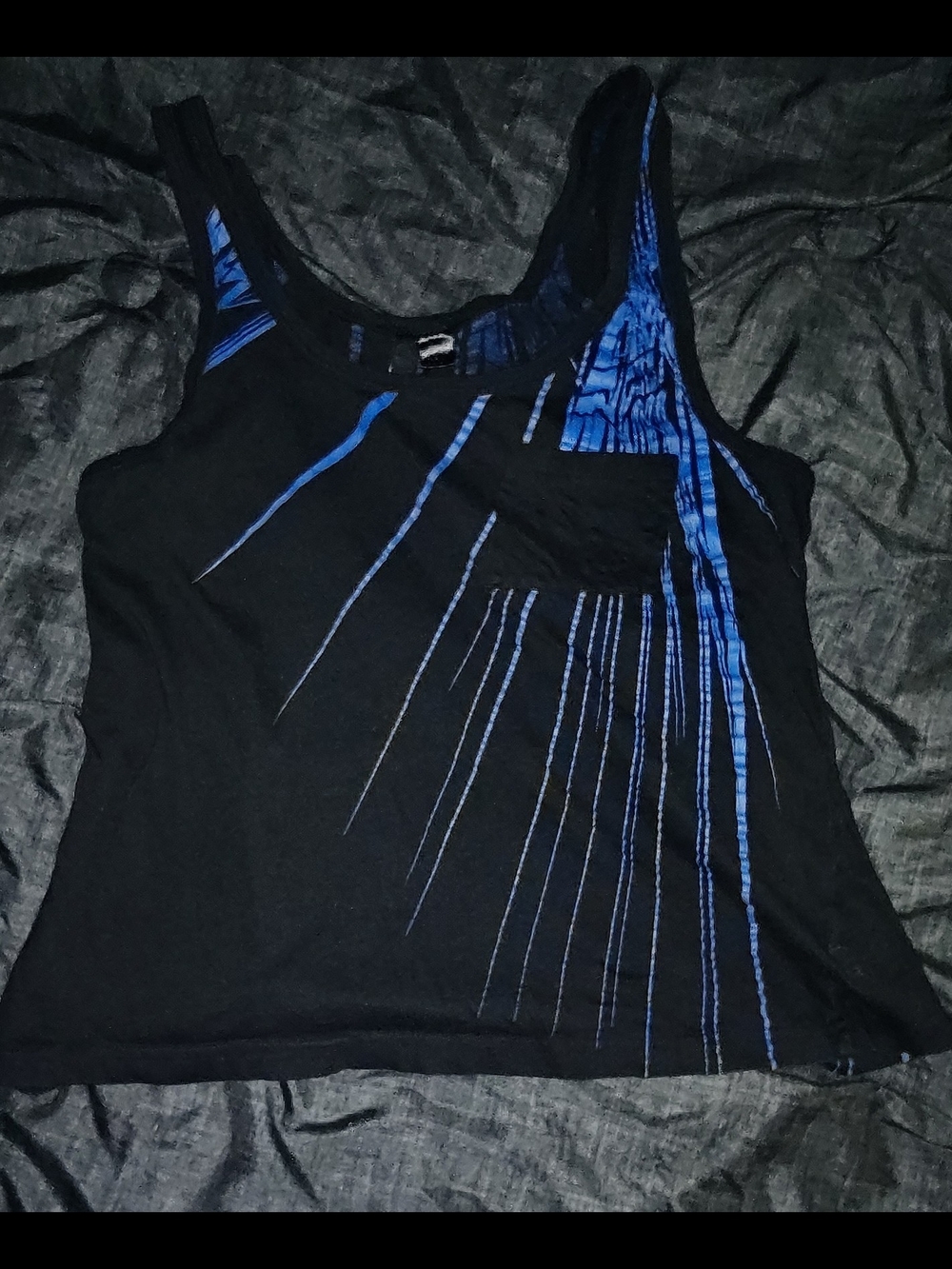 Fox Black Tank Top with Blue Graphic Streaks
